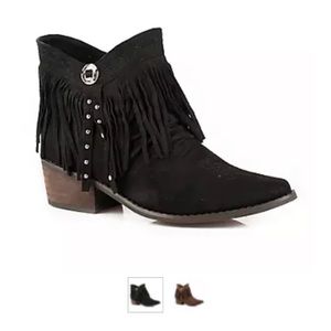 Roper Ladies Fringy Round Toe Black Boots